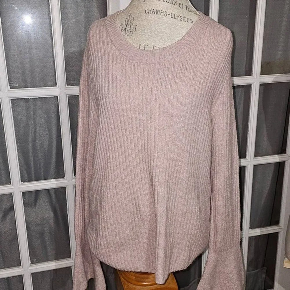 NWT Madewell‎ Womens Rose Pink Wool Blend Ruffle Cuff Pullover Sweater XL - Picture 1 of 6